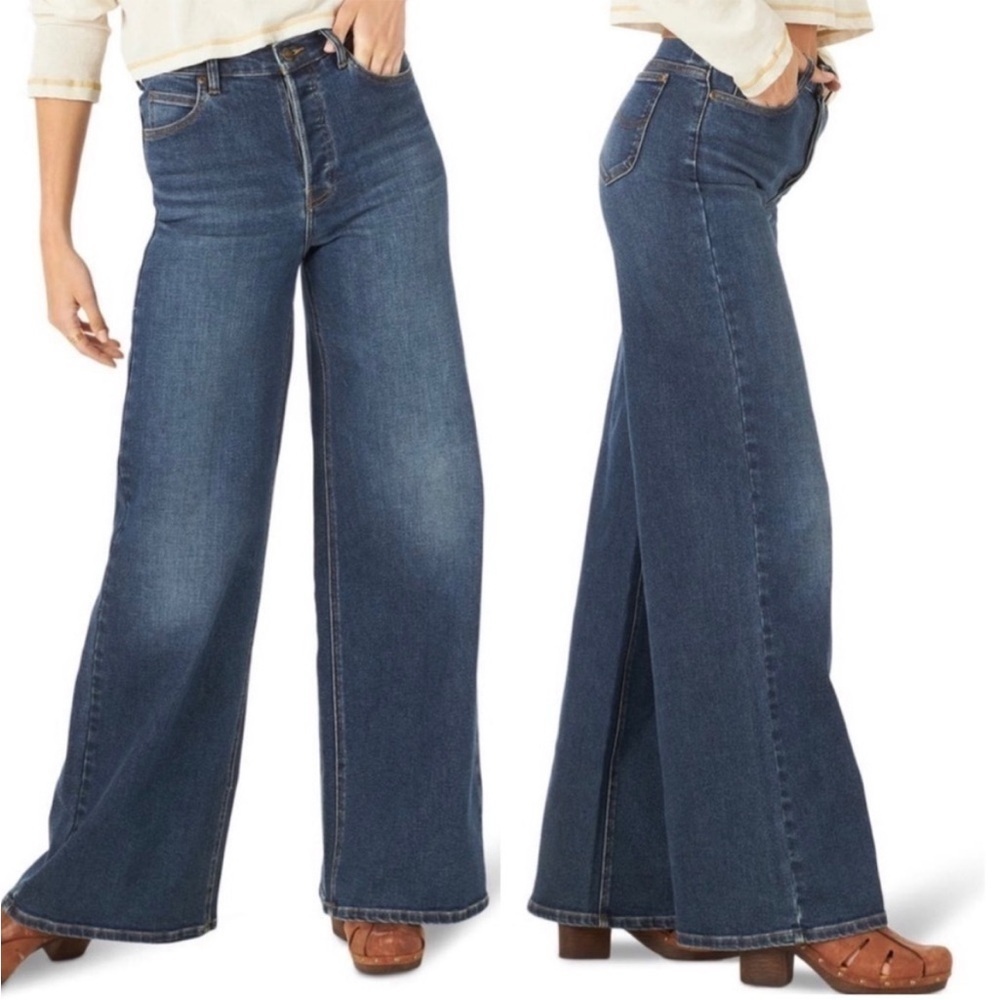NWT Lee High Rise A-Line Wide Leg Jeans in Shop Floor Dark Wash